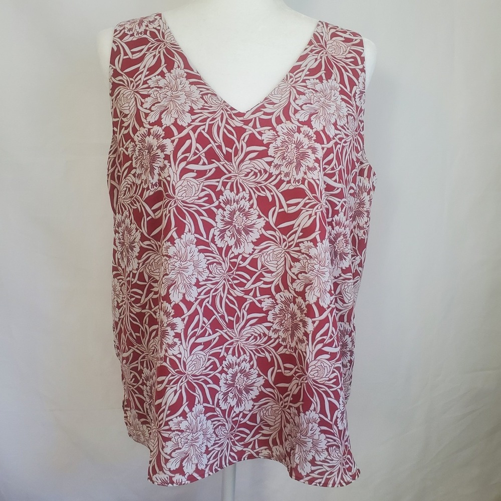 Loft Outlet M Sleeveless V-neck Blouse Top Tunic Fully Lined Floral Feminine